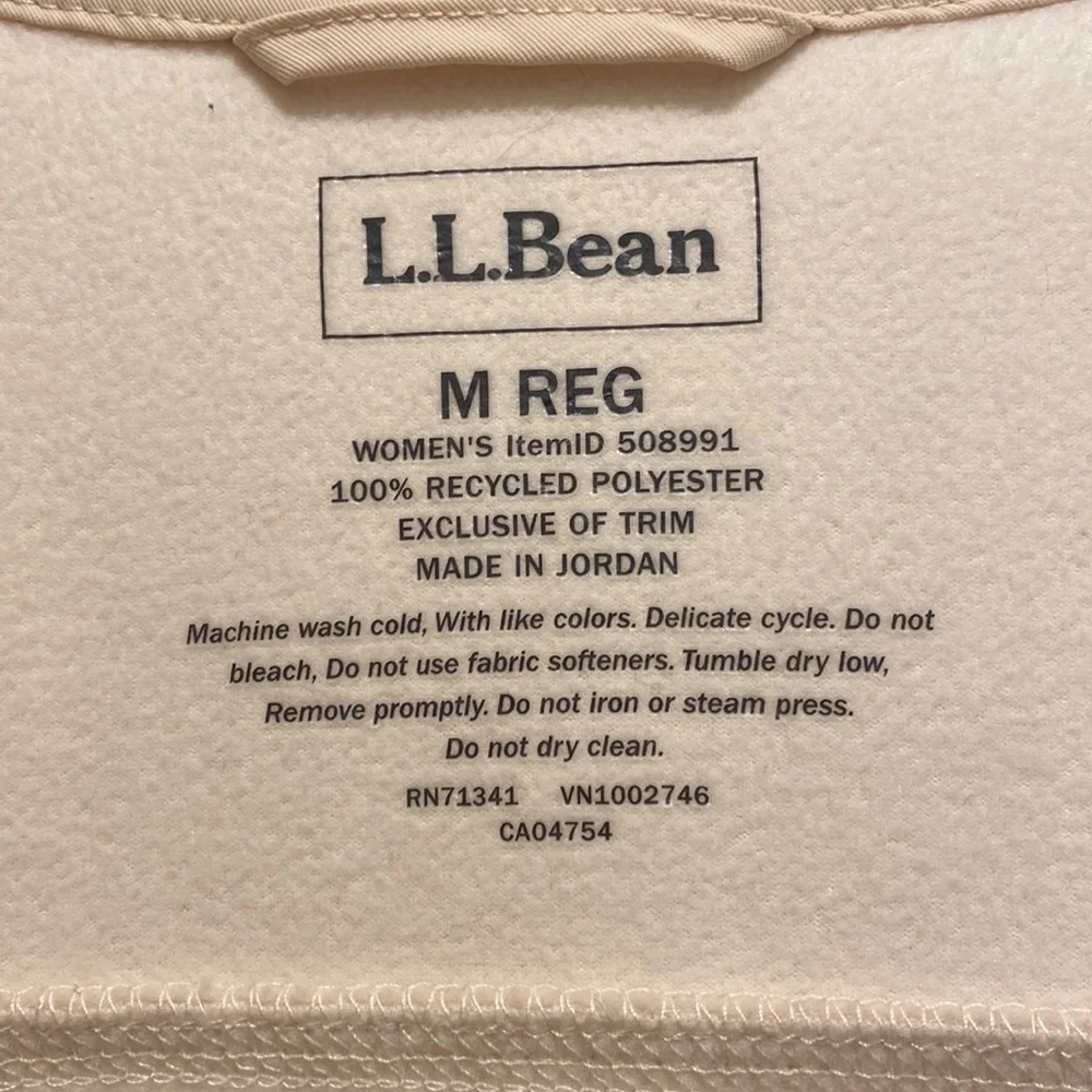 5/$25 LL Bean Cream Fleece Zip Up Jacket - Picture 5 of 5